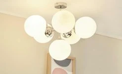 Meisterleuchten Deckenleuchte, 6-flammig, chrom/ Glaskugel