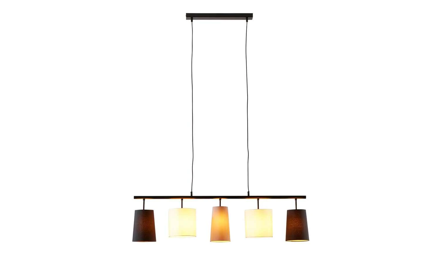 KHG Pendelleuchte, 5-flammig, schwarz, verschiedene Stoffschirme 4 KHG Pendelleuchte, 5-flammig, schwarz, verschiedene Stoffschirme – Bild 4