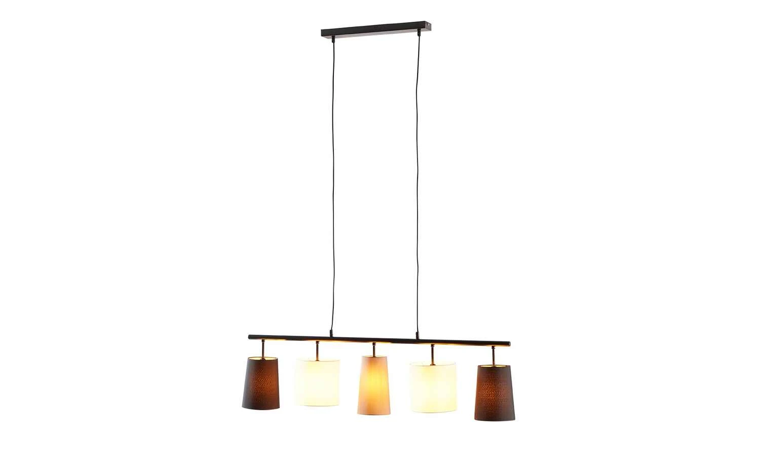 KHG Pendelleuchte, 5-flammig, schwarz, verschiedene Stoffschirme 5 KHG Pendelleuchte, 5-flammig, schwarz, verschiedene Stoffschirme – Bild 5
