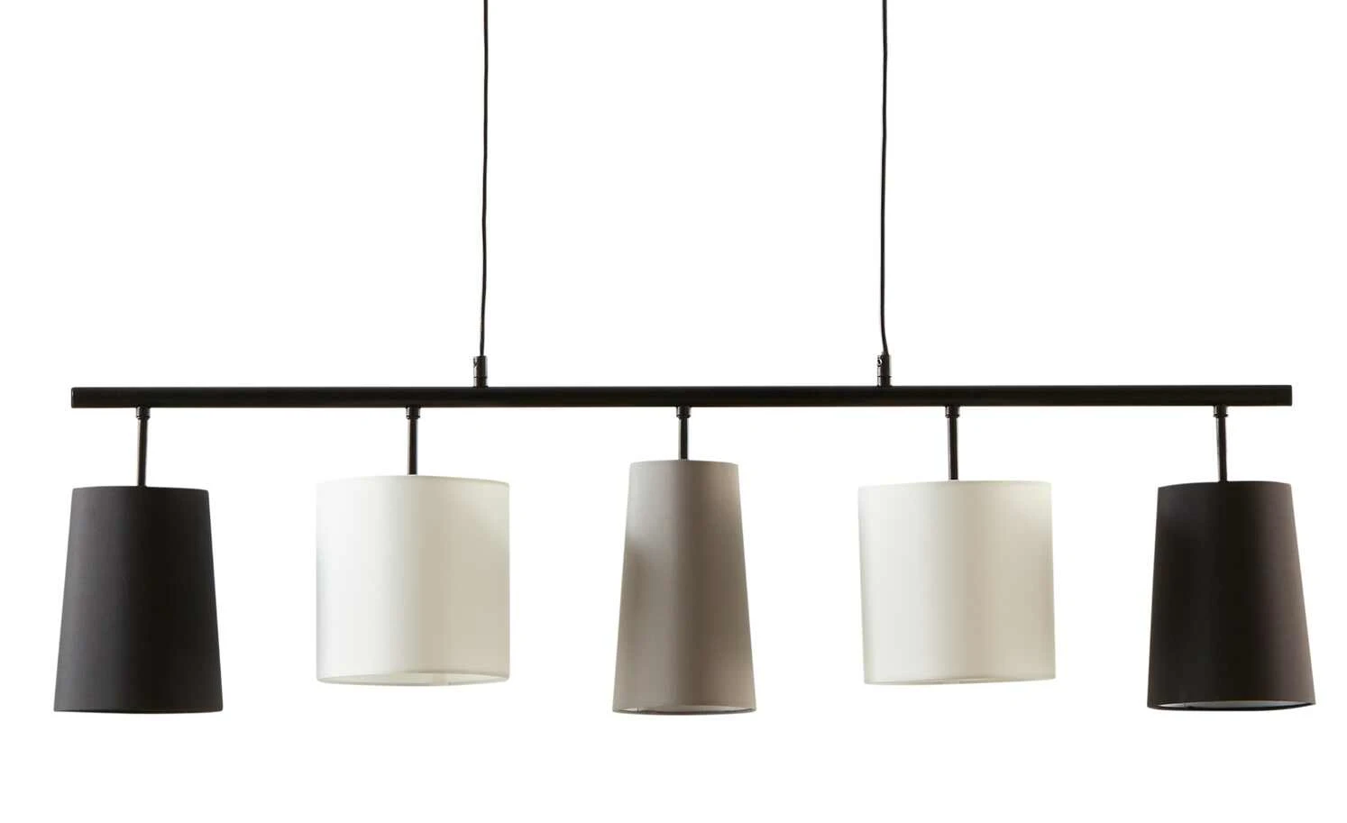 KHG Pendelleuchte, 5-flammig, schwarz, verschiedene Stoffschirme 2 KHG Pendelleuchte, 5-flammig, schwarz, verschiedene Stoffschirme – Bild 2