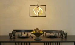 Fischer-Honsel LED-Pendelleuchte, schwarz/ Blattgold