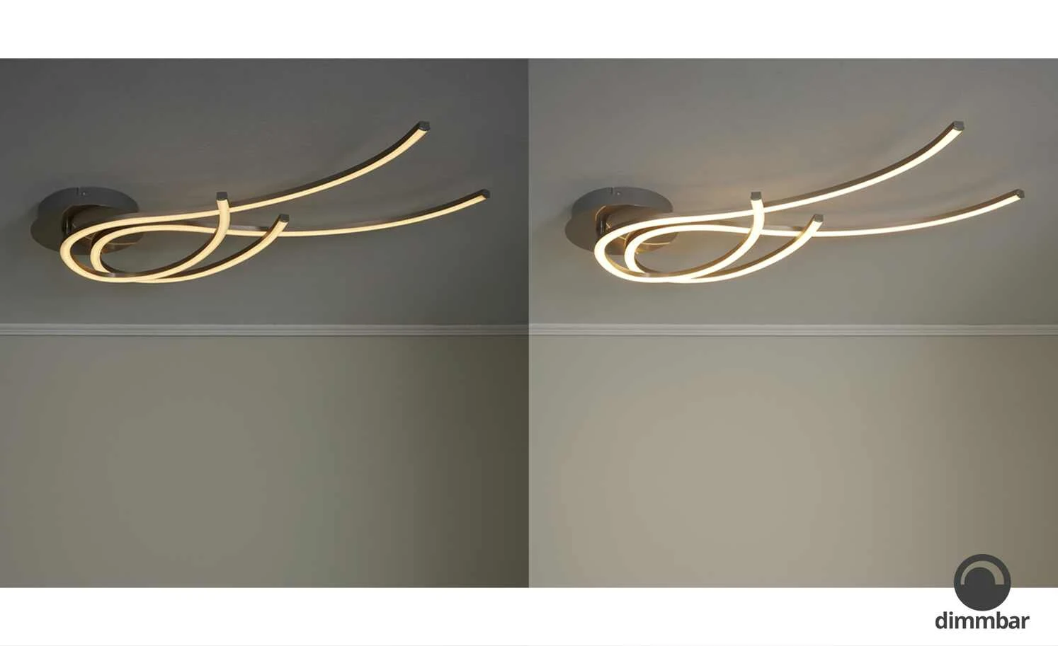 Paul Neuhaus LED-Deckenleuchte, 2-flammig, Nickel-matt, geschwungen 1 Paul Neuhaus LED-Deckenleuchte, 2-flammig, Nickel-matt, geschwungen