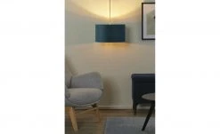 Fischer-Honsel Pendelleuchte, 1-flammig, türkis Samt `groß` | Blau