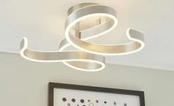 Trio LED-Deckenleuchte, 1-flammig, alufarben, geschwungen