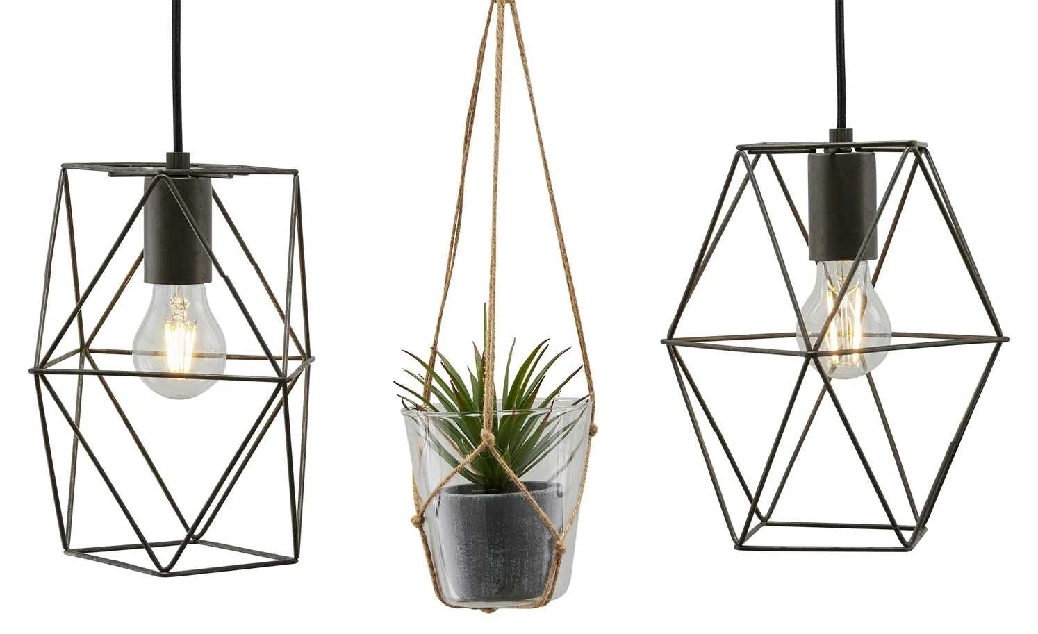 Trio Pendelleuchte, 3-flammig mit Vase 4 Trio Pendelleuchte, 3-flammig mit Vase – Bild 4