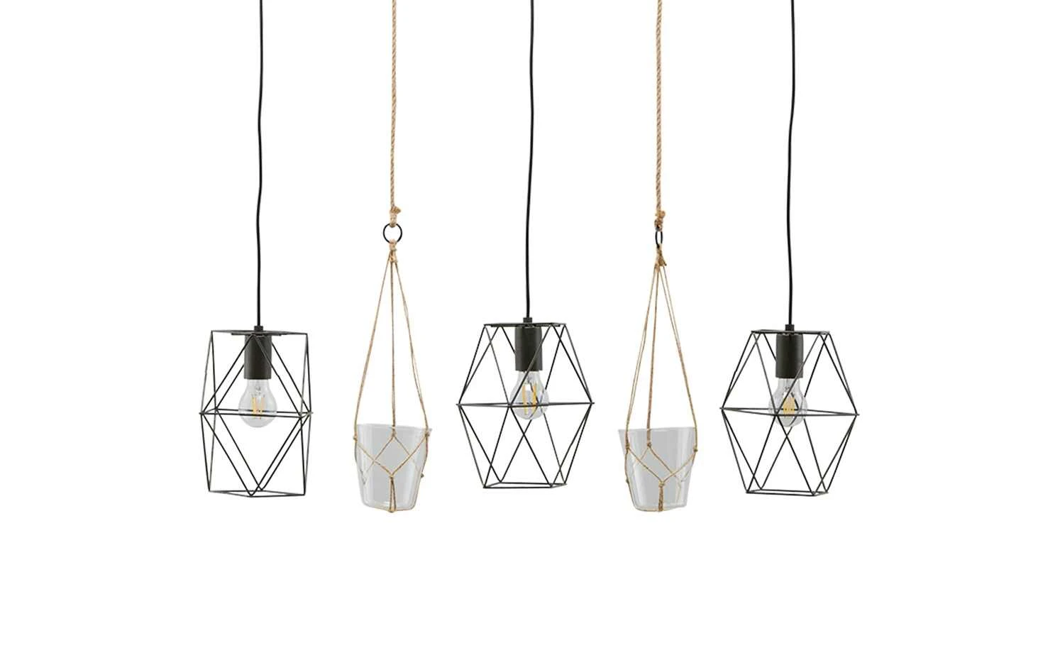 Trio Pendelleuchte, 3-flammig mit Vase 2 Trio Pendelleuchte, 3-flammig mit Vase – Bild 2