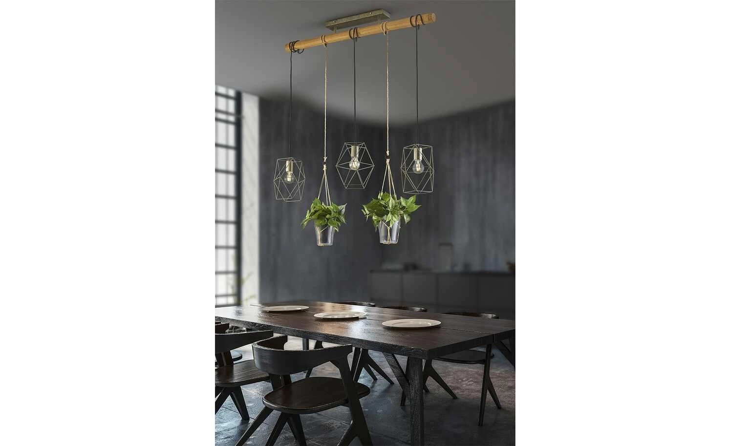 Trio Pendelleuchte, 3-flammig mit Vase 1 Trio Pendelleuchte, 3-flammig mit Vase