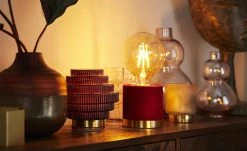 Trio Tischleuchte, 1-flammig, Samt rot -Innenleuchten Verkaufsladen 11686162 4 202101182237