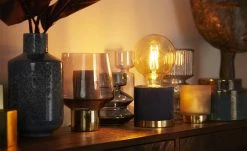 Trio Tischleuchte 1-flammig, Samt blau