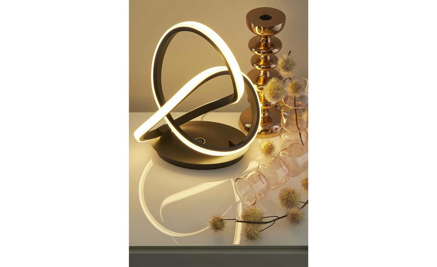 Wofi LED-Tischleuchte, geschwungen, grau 2 Wofi LED-Tischleuchte, geschwungen, grau – Bild 2