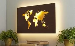 Wofi LED-Wandleuchte ´Landkarte` Blattgold-Optik