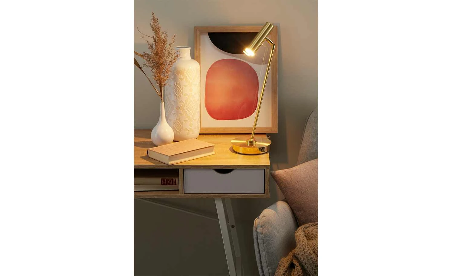 B-Leuchten LED-Tischleuchte, 1-flammig, messing-matt 1 B-Leuchten LED-Tischleuchte, 1-flammig, messing-matt