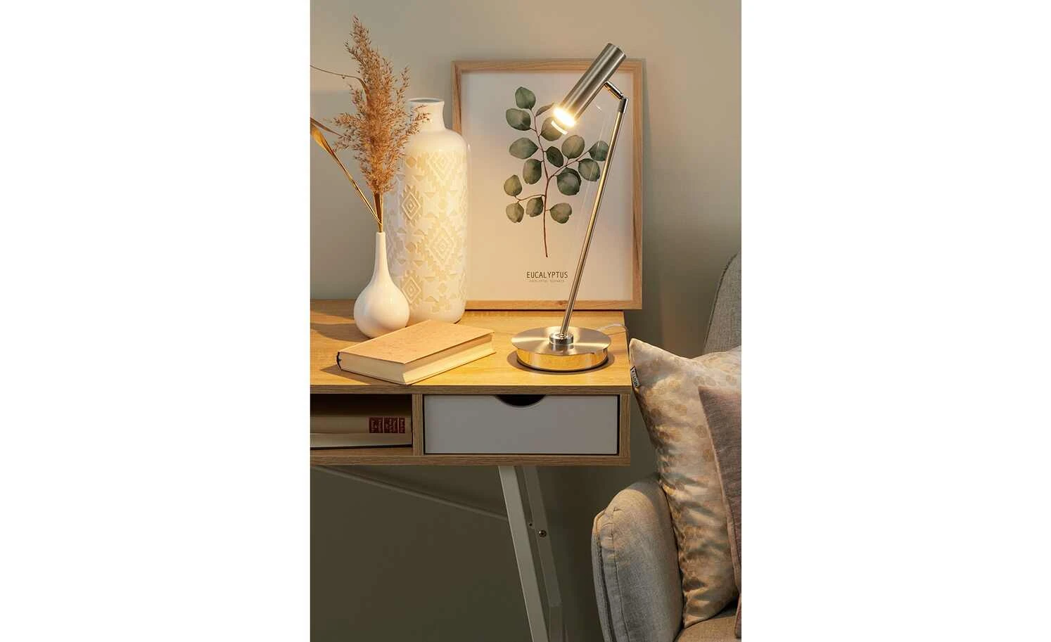 B-Leuchten LED-Tischleuchte, 1-flammig, Nickel-matt 2 B-Leuchten LED-Tischleuchte, 1-flammig, Nickel-matt – Bild 2