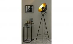 Dreibein-Stehleuchte, 1-flammig,schwarz/goldfarben