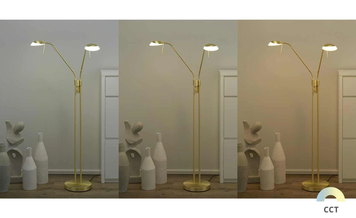 Fischer-Honsel LED-Lese-Leuchte 2-flammig, messing-matt 2 Fischer-Honsel LED-Lese-Leuchte 2-flammig, messing-matt – Bild 2