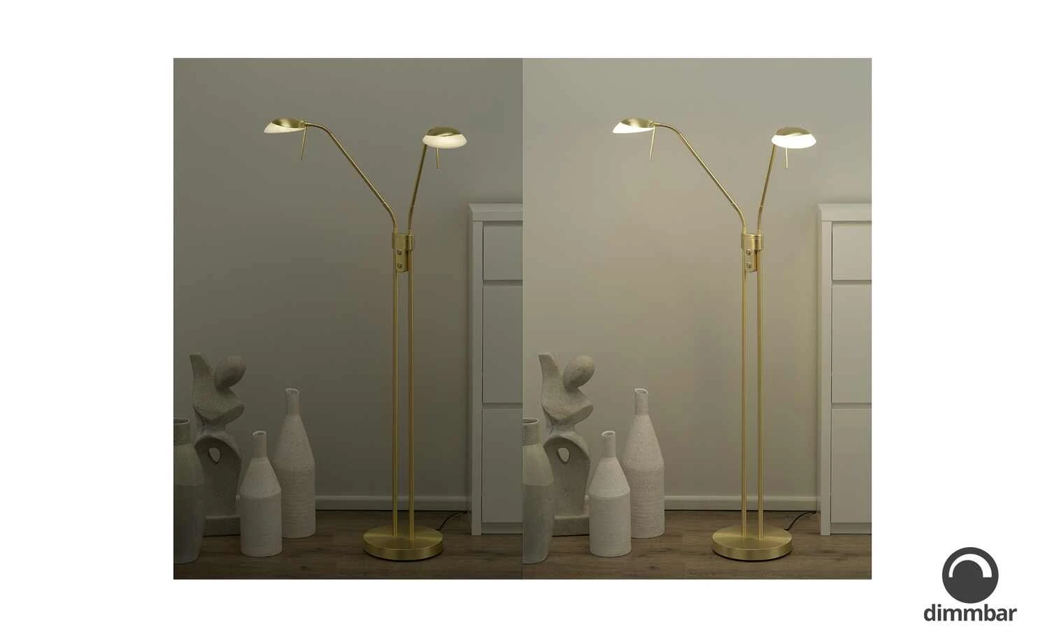 Fischer-Honsel LED-Lese-Leuchte 2-flammig, messing-matt 1 Fischer-Honsel LED-Lese-Leuchte 2-flammig, messing-matt