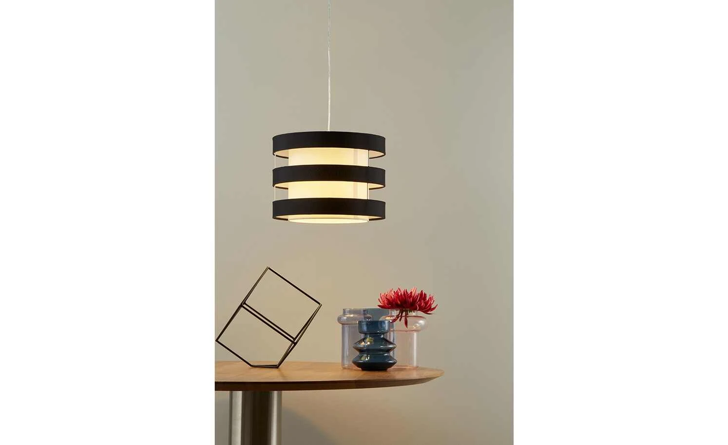 KHG Pendelleuchte, 1-flammig, Schirm schwarz/weiß `klein` 2 KHG Pendelleuchte, 1-flammig, Schirm schwarz/weiß `klein` – Bild 2