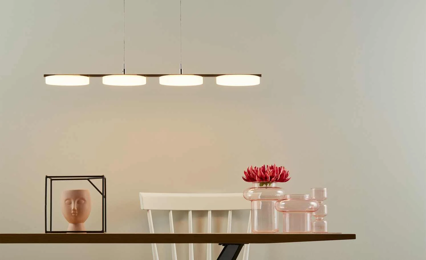 KHG LED-Pendelleuchte, 4-flammig, Nickel-matt 2 KHG LED-Pendelleuchte, 4-flammig, Nickel-matt – Bild 2