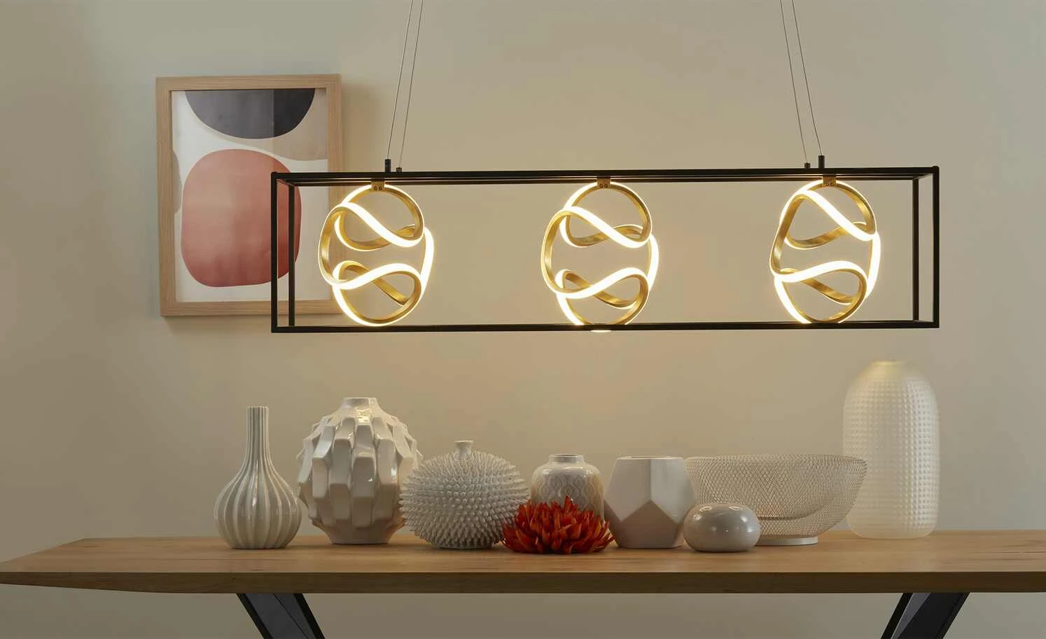 Fischer-Honsel LED-Pendelleuchte, schwarz/blattgold-optik 2 Fischer-Honsel LED-Pendelleuchte, schwarz/blattgold-optik – Bild 2