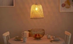 HOME STORY Pendelleuchte, 1-flammig, Bambus-Schirm