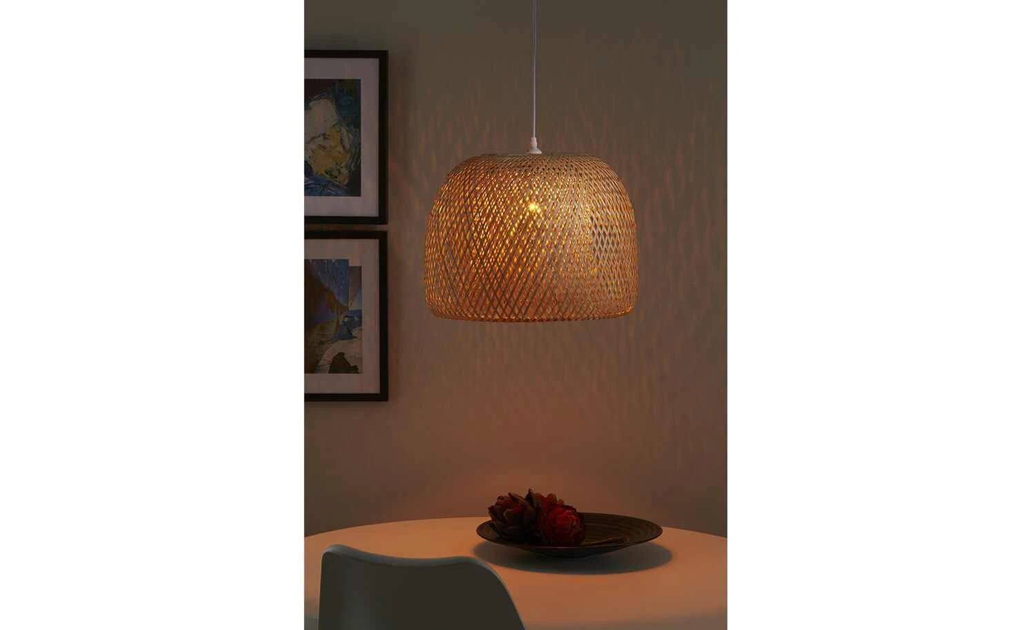 HOME STORY Pendelleuchte, 1-flammig, Bambus-Schirm 1 HOME STORY Pendelleuchte, 1-flammig, Bambus-Schirm