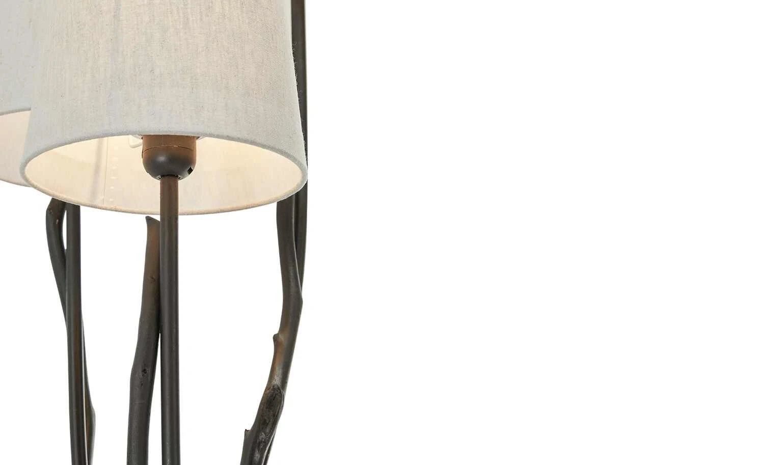 HOME STORY Treibholz-Stehleuchte, 3-flammig, schwarz mit Jute Schirm 5 HOME STORY Treibholz-Stehleuchte, 3-flammig, schwarz mit Jute Schirm – Bild 5