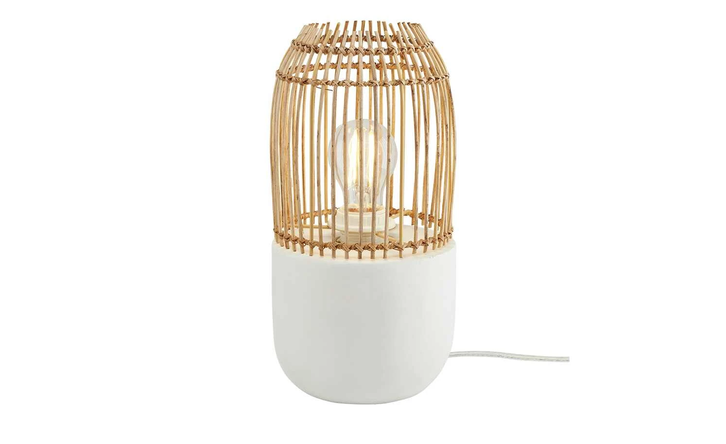 HOME STORY Beton-Tischleuchte, 1-flammig, Korbweidenschirm 3 HOME STORY Beton-Tischleuchte, 1-flammig, Korbweidenschirm – Bild 3