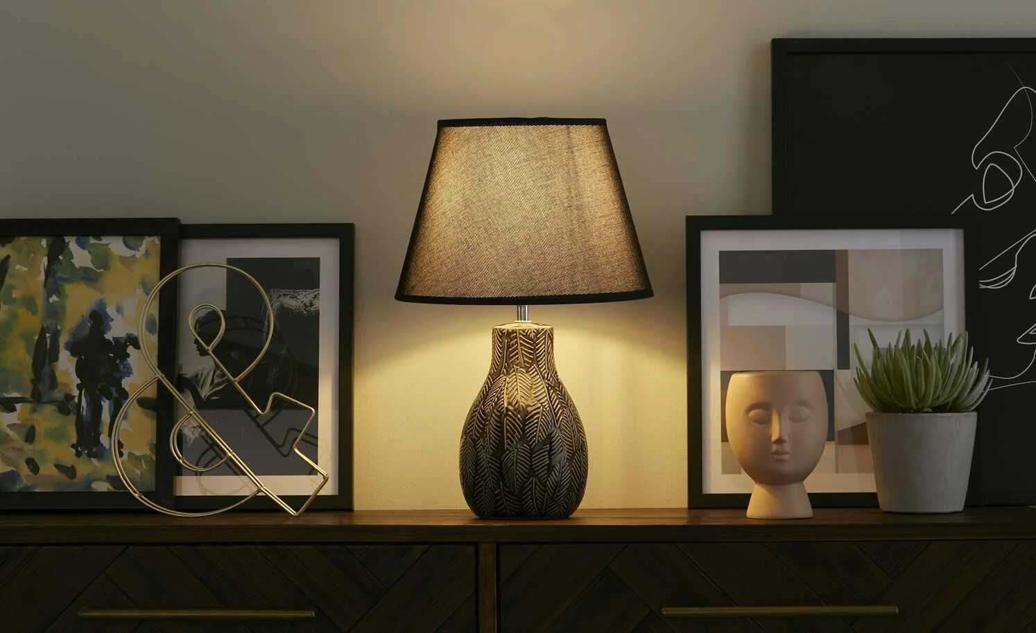 HOME STORY Keramik-Tischleuchte, 1-flammig, schwarz 1 HOME STORY Keramik-Tischleuchte, 1-flammig, schwarz