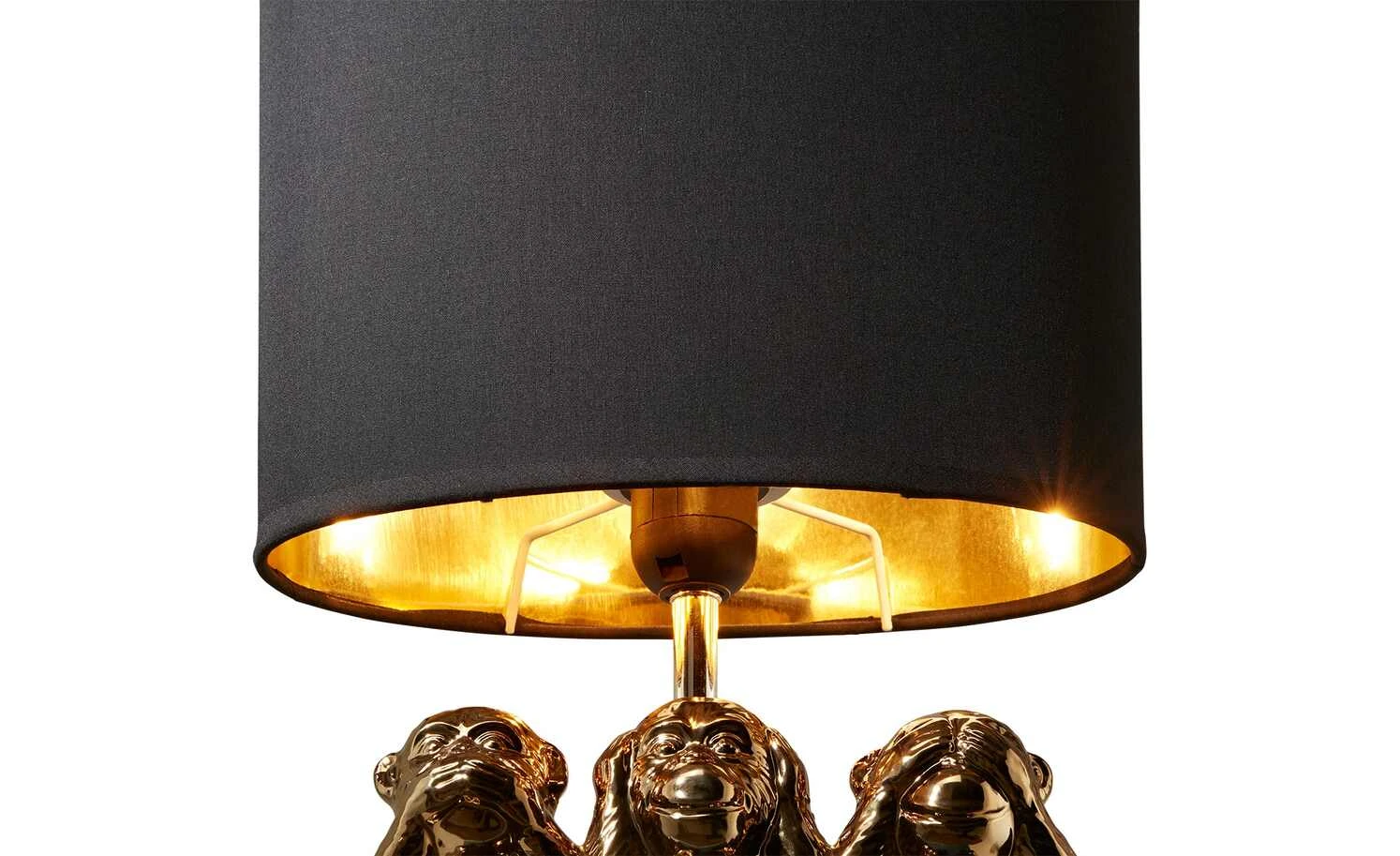 for friends Keramik-Tischleuchte, 1-flammig, goldfarbig `3 Affen` 5 for friends Keramik-Tischleuchte, 1-flammig, goldfarbig `3 Affen` – Bild 5