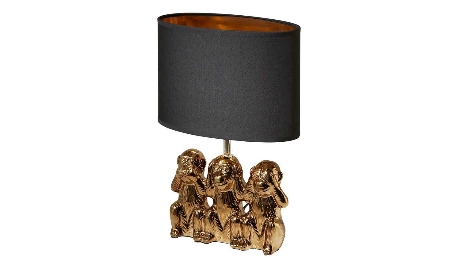 for friends Keramik-Tischleuchte, 1-flammig, goldfarbig `3 Affen` 6 for friends Keramik-Tischleuchte, 1-flammig, goldfarbig `3 Affen` – Bild 6