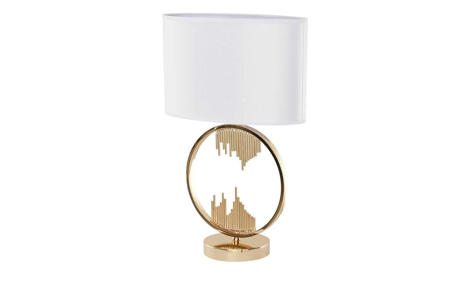 HOME STORY Tischleuchte, 1-flammig, goldfarben/ Schirm weiß 2 HOME STORY Tischleuchte, 1-flammig, goldfarben/ Schirm weiß – Bild 2