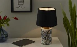 KHG Keramik-Tischleuchte, 1-flammig, schwarz ´Vögel´