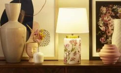 KHG Keramik-Tischleuchte, 1-flammig, Kirschblüten