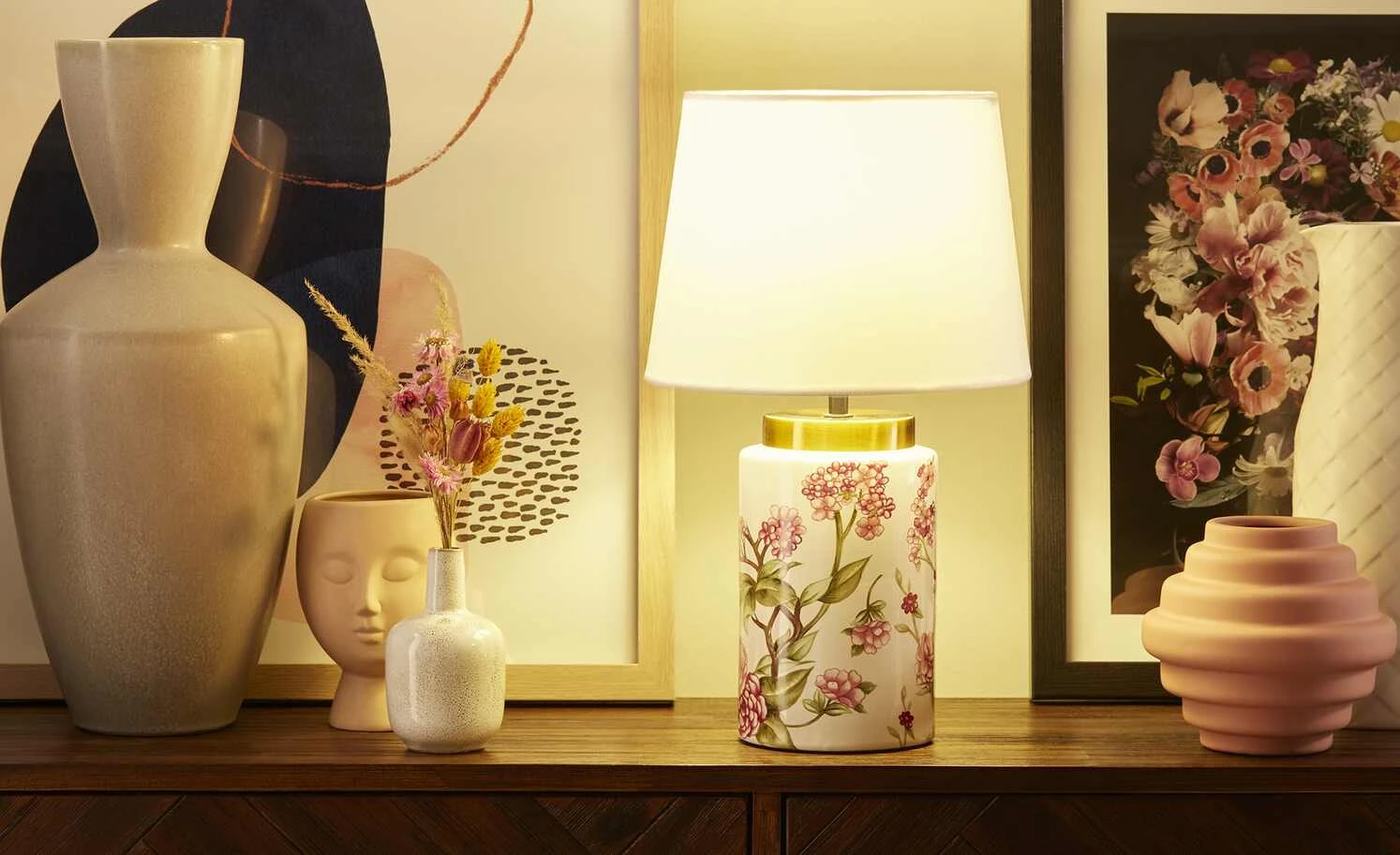 KHG Keramik-Tischleuchte, 1-flammig, Kirschblüten 1 KHG Keramik-Tischleuchte, 1-flammig, Kirschblüten