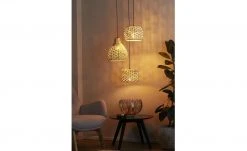HOME STORY Rattan-Pendelleuchte, 3-flammig