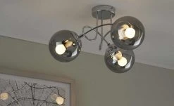 KHG Deckenleuchte, 3-flammig, chrom / Rauchglas