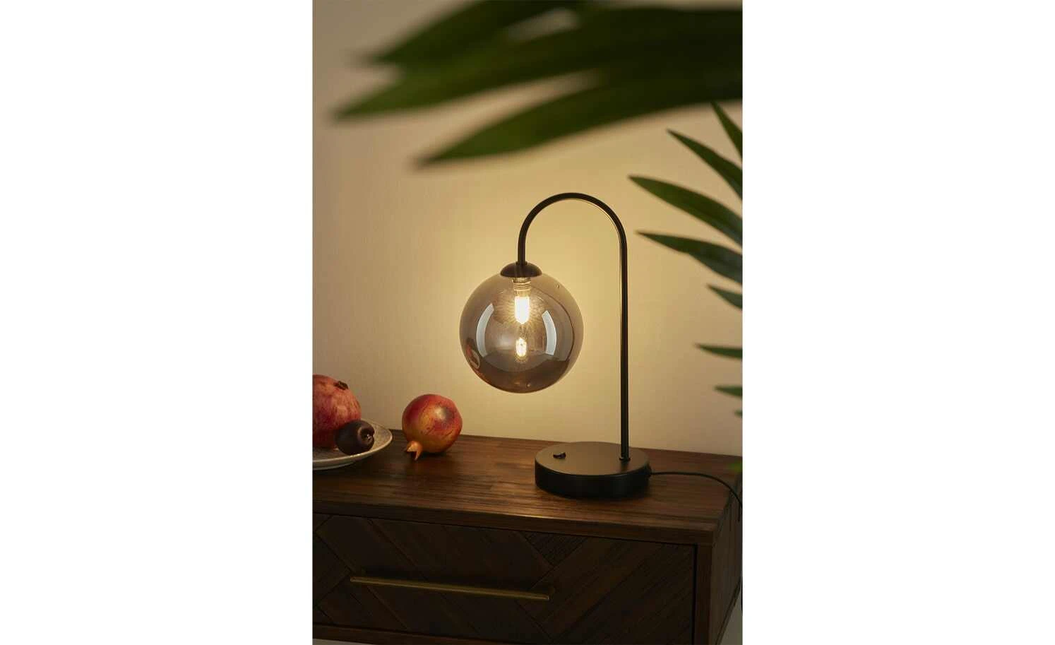 KHG LED-Tischeuchte, 1-flammig, schwarz/ Rauchglas 1 KHG LED-Tischeuchte, 1-flammig, schwarz/ Rauchglas