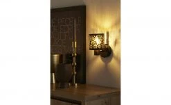 KHG Wandstrahler, 1-flammig, schwarz/gold mit Stanzung