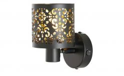 KHG Wandstrahler, 1-flammig, schwarz/gold mit Stanzung -Innenleuchten Verkaufsladen 11686601 5 202202221234