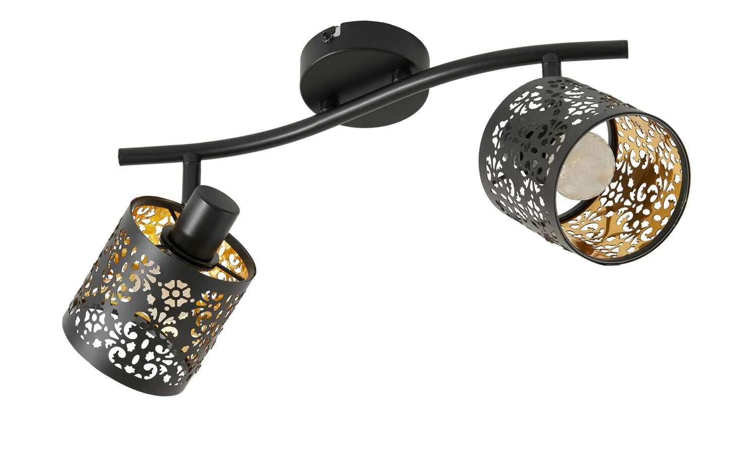 KHG Deckenstrahler, 2-flammig, schwarz/gold mit Stanzung 7 KHG Deckenstrahler, 2-flammig, schwarz/gold mit Stanzung – Bild 7
