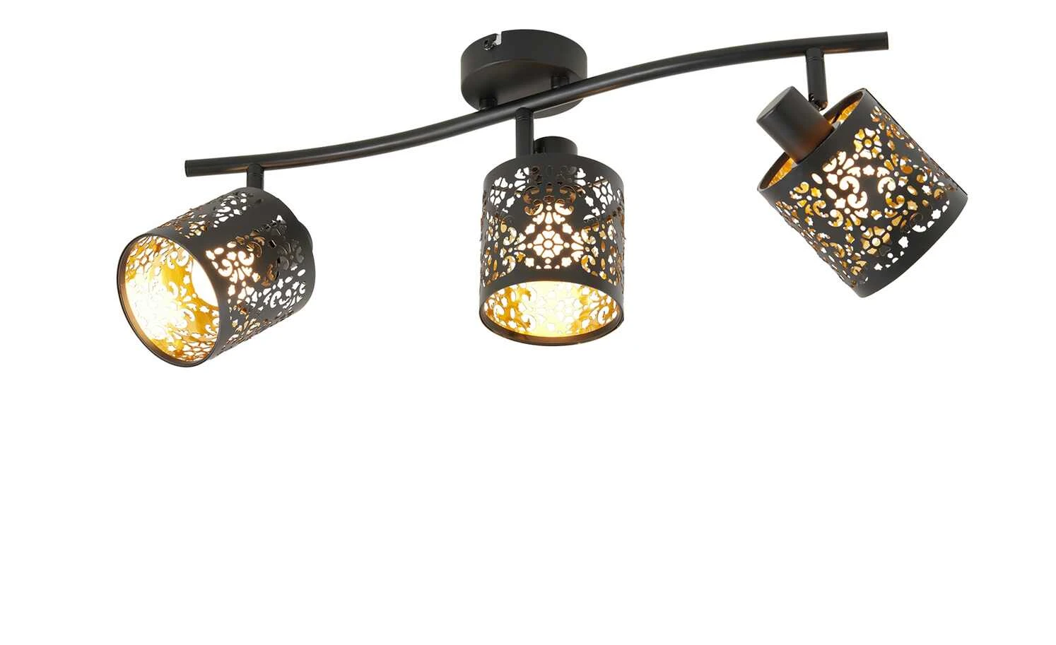 KHG Deckenstrahler, 3-flammig, schwarz/gold mit Stanzung 7 KHG Deckenstrahler, 3-flammig, schwarz/gold mit Stanzung – Bild 7