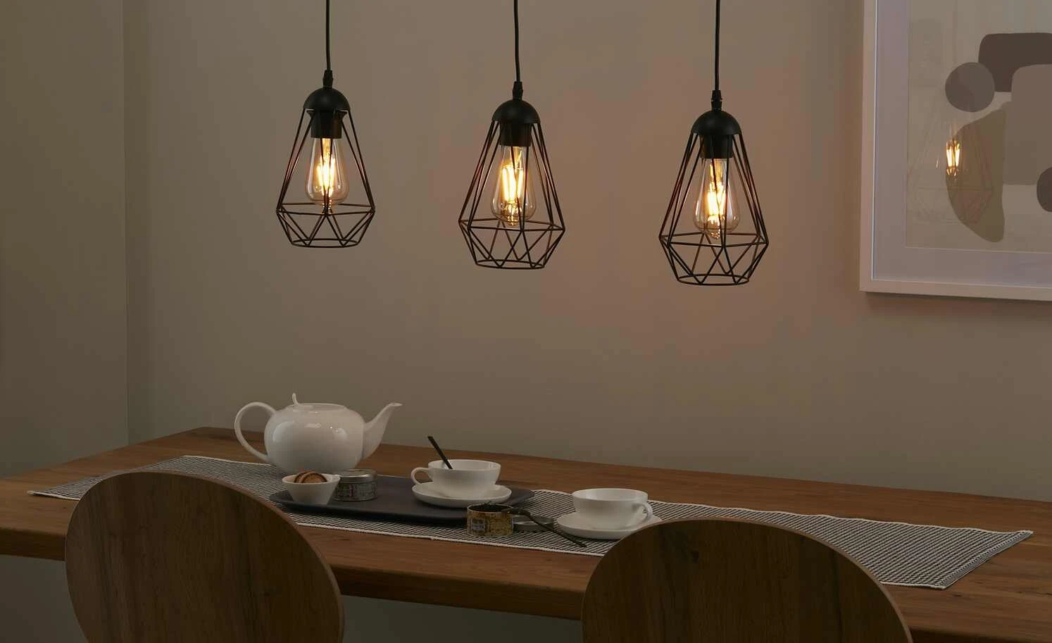 KHG Pendelleuchte, 3-flammig, Metall schwarz 1 KHG Pendelleuchte, 3-flammig, Metall schwarz