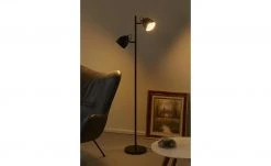 KHG Stehleuchte, 2-flammig schwarz goldfarben