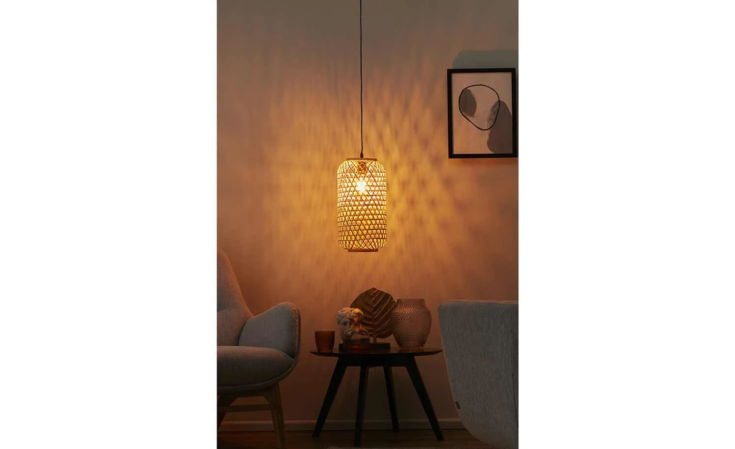 HOME STORY Pendelleuchte, 1-flammig, Bambus-Rattan geflochten natur | 144,5|cm 1 HOME STORY Pendelleuchte, 1-flammig, Bambus-Rattan geflochten natur | 144,5|cm