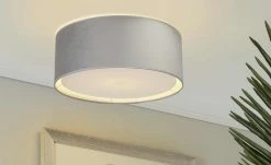 Deckenleuchte, 1-flammig, samt grau
