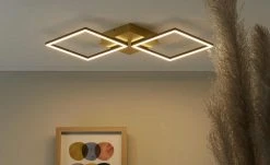 HOME STORY LED-Deckenleuchte, 2-flammig, schwarz/goldfarben