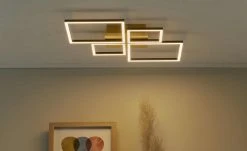 HOME STORY LED-Deckenleuchte, 4-flammig, schwarz/goldfarben