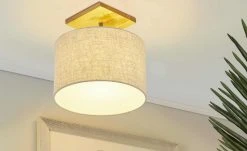 Trio Deckenleuchte, 1-flammig, Nickel-antik/ Holz