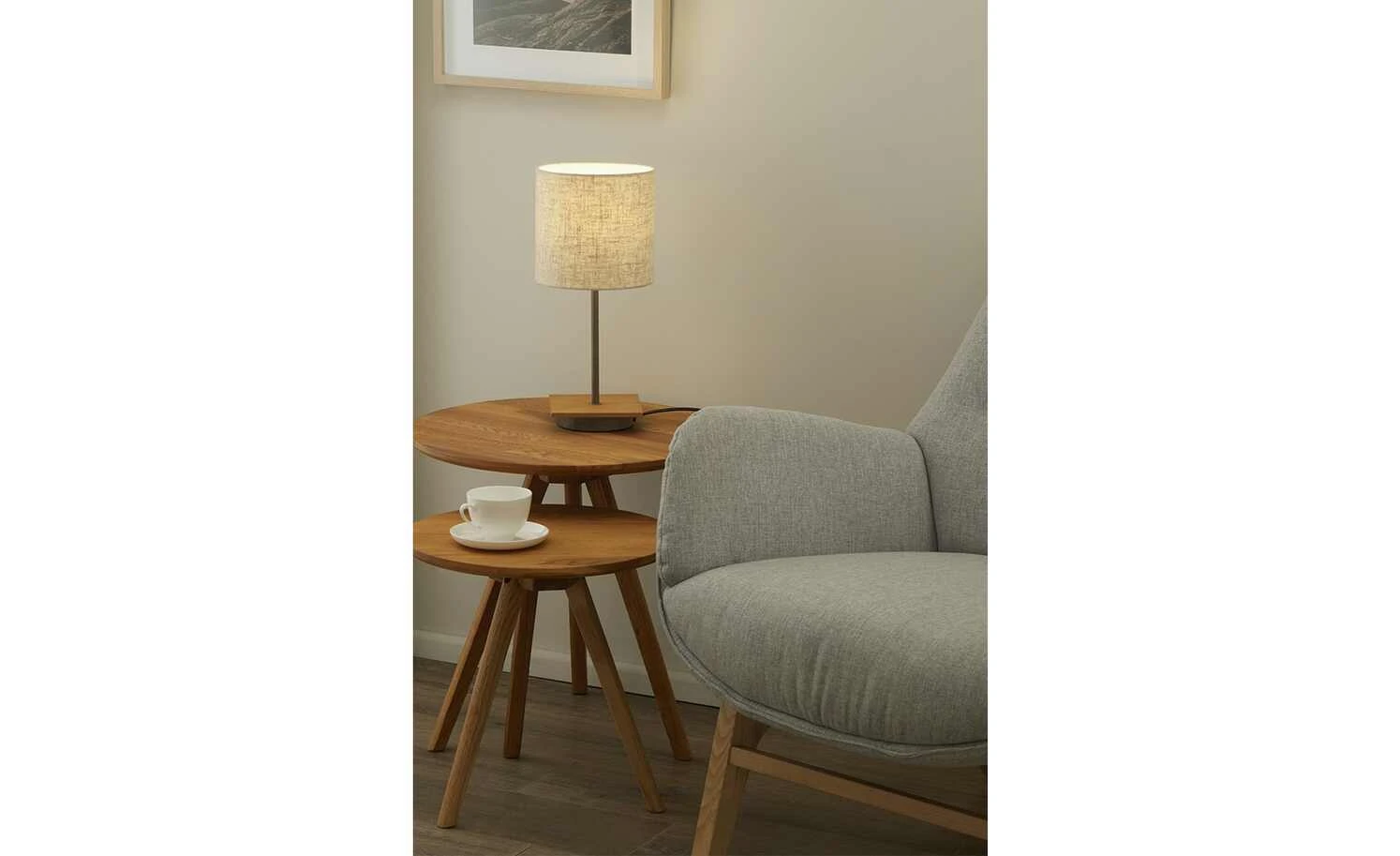 Trio Tischleuchte, 1-flammig, Nickel-antik/Pinienholz 1 Trio Tischleuchte, 1-flammig, Nickel-antik/Pinienholz