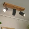 Trio Deckenspot, 3-flammig, schwarz / Eiche